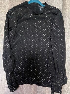 Rachel Zoe Black with Gold Dot Ruffle Blouse